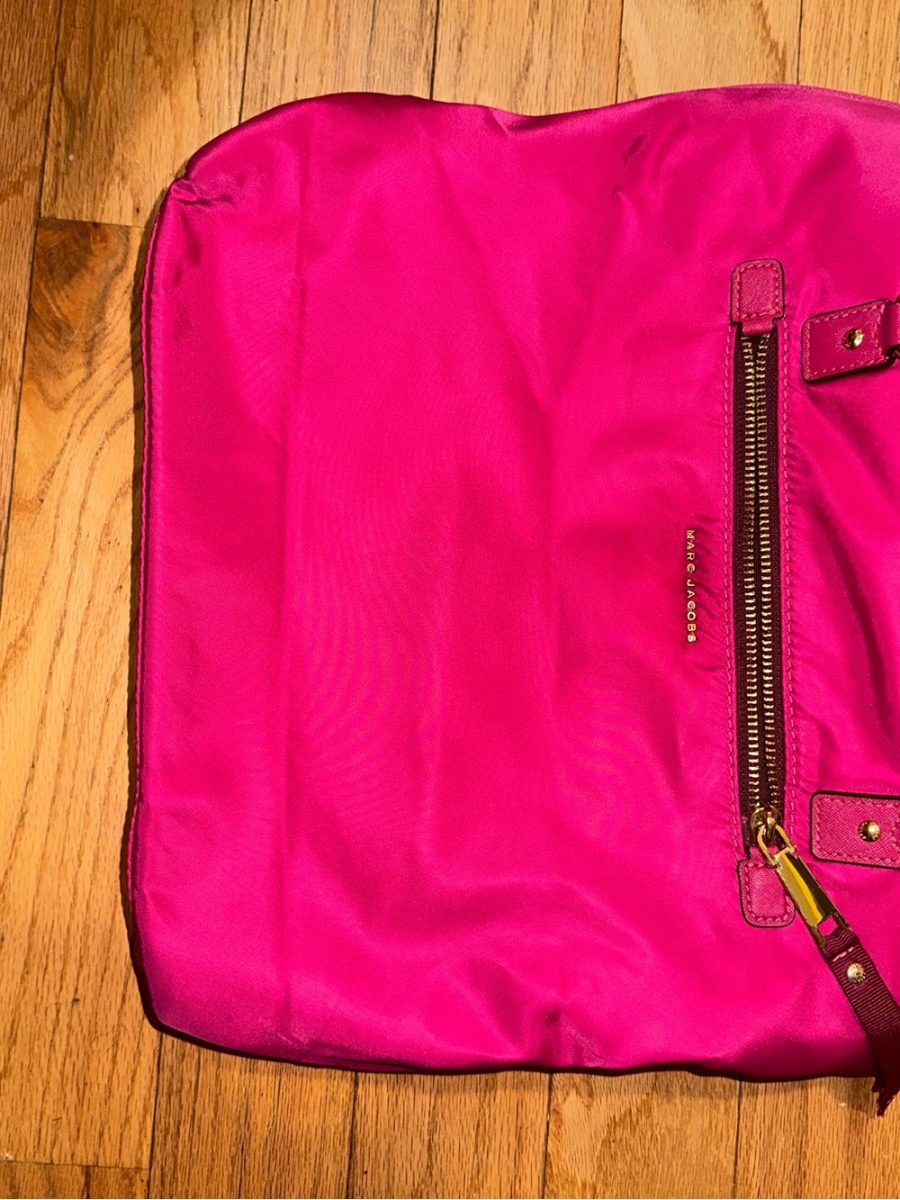 Marc Jacobs Hot Pink Nylon Shoulder Bag with Gold Hardware